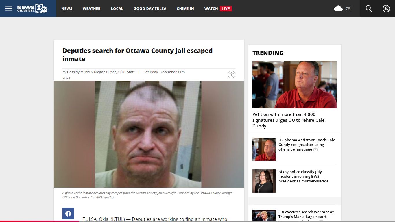 Deputies search for Ottawa County Jail escaped inmate | KTUL